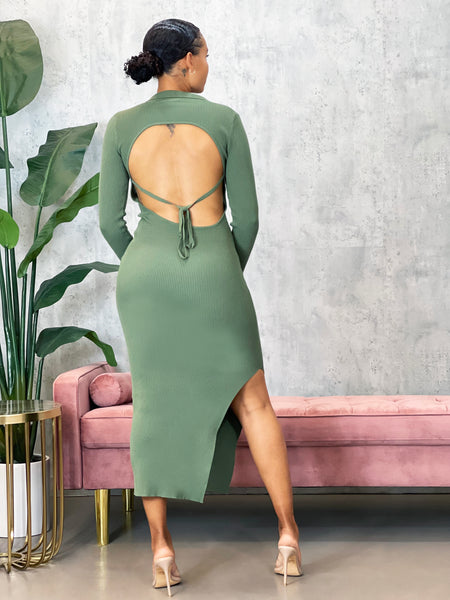 Ivy Backless Midi Dress | Moss