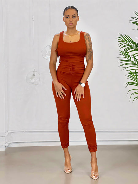 Sophia Ruched Jumpsuit | Dark Amber