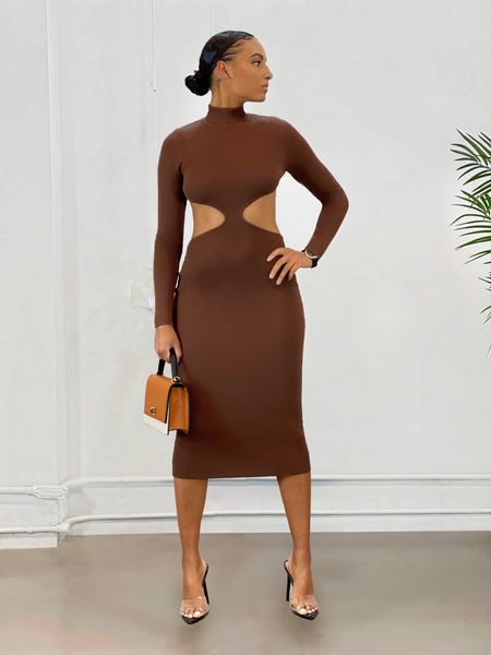 Sienna Cut Out Dress | Brown