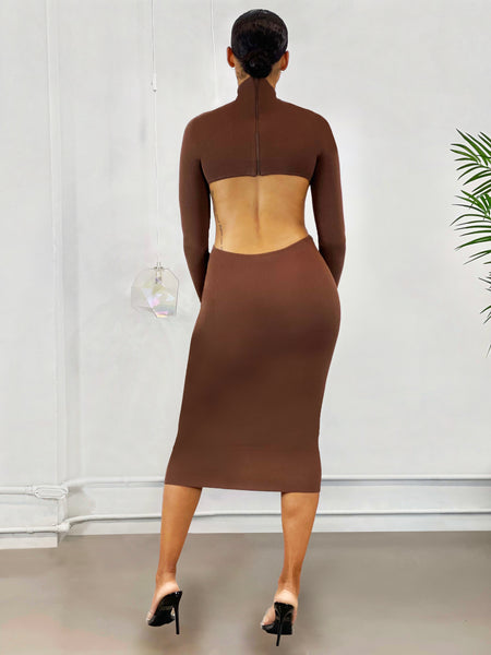 Sienna Cut Out Dress | Brown