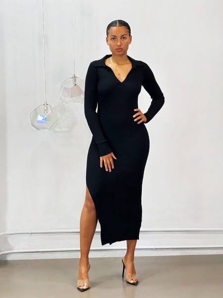 Ivy Backless Midi Dress | Black