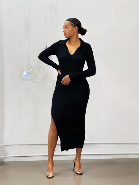 Ivy Backless Midi Dress | Black