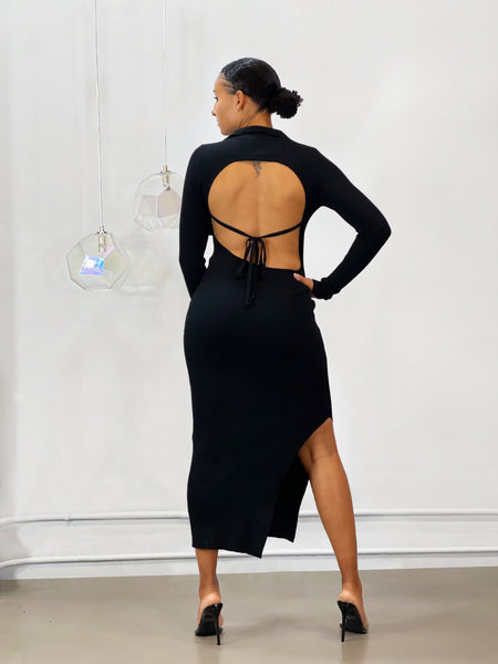 Ivy Backless Midi Dress | Black
