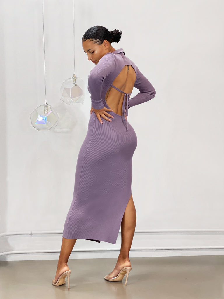 Ivy Backless Midi Dress | Lavender