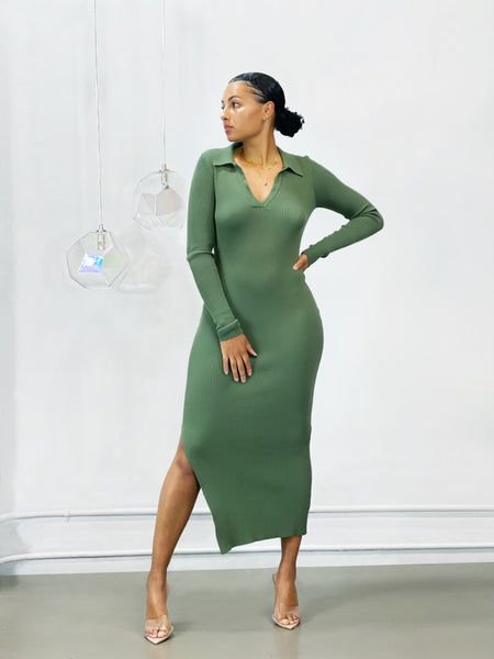 Ivy Backless Midi Dress | Moss