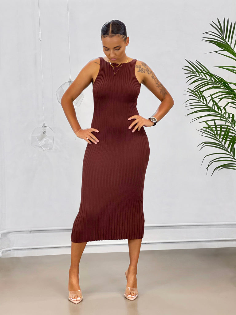 Stella Backless Midi Dress | Brown Coco and Bella Stella Backless Midi Dress | Brown Coco and Bella