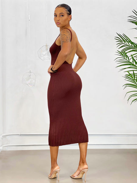 Stella Backless Midi Dress | Brown