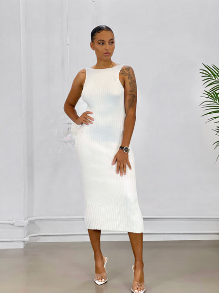 Stella Backless Midi Dress | White