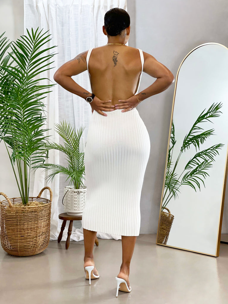 Stella Backless Midi Dress | White Coco and Bella Stella Backless Midi Dress | White Coco and Bella
