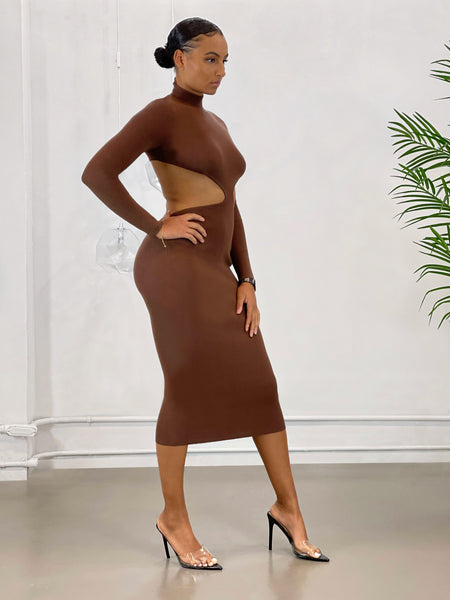 Sienna Cut Out Dress | Brown