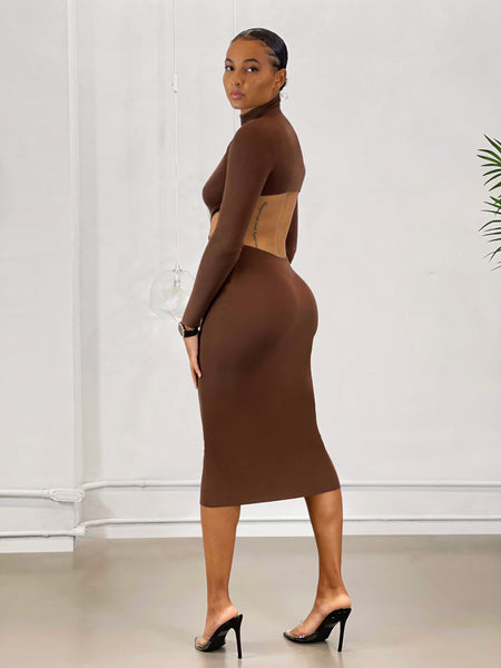Sienna Cut Out Dress | Brown