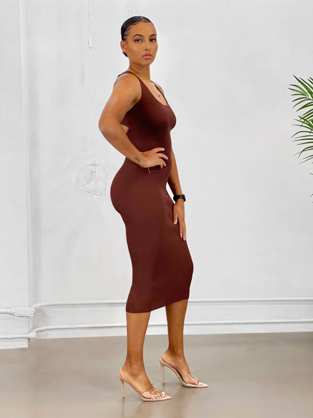 Ivy Midi Dress | Brown