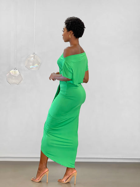 Iris Ruched High-Low Dress | Green